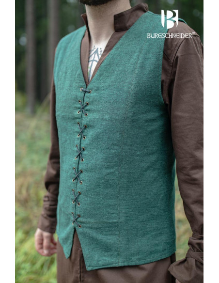 Medieval peasant vest Maron, green color Medieval peasant vest Maron, green color