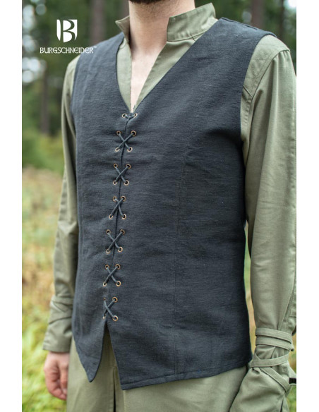 Medieval peasant vest Maron, black color Medieval peasant vest Maron, black color