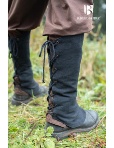 Medieval greaves in Nares cotton, black color 2