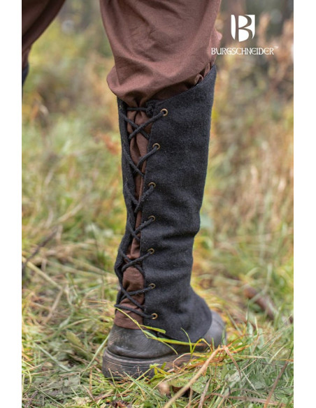 Medieval greaves in Seran wool, black...