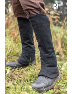 Medieval greaves in Seran wool, black color