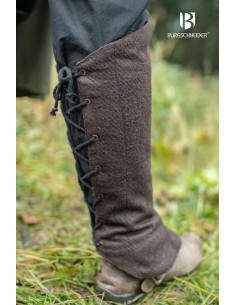 Medieval greaves in Seran wool, brown color 2