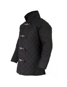 Padded medieval gambeson, black color
