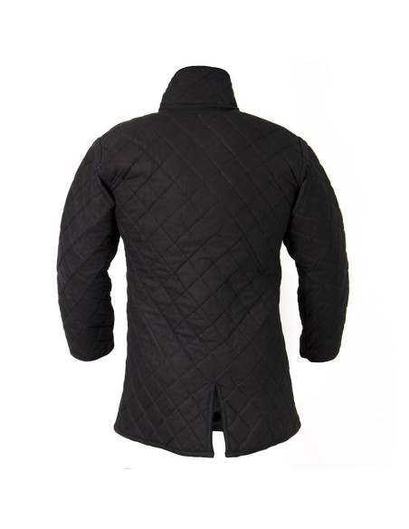 Padded medieval gambeson, black color