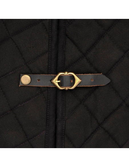 Padded medieval gambeson, black color