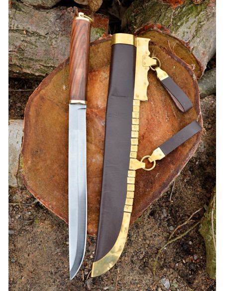Viking Seax knife with leather sheath
