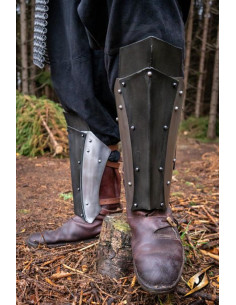Dreki model medieval greaves, Polished-Epic Dark