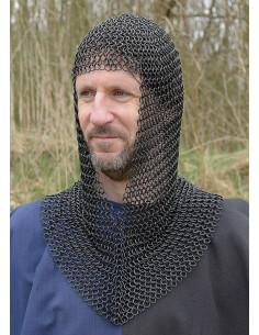 Blackened chainmail executioner with V opening, 9 mm.