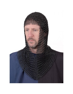 Blackened chainmail executioner with V opening, 9 mm. 2