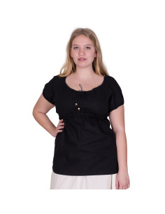 Aren medieval short-sleeved blouse, black color