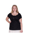 Aren medieval short-sleeved blouse, black color