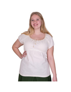 Aren short-sleeved medieval blouse, natural white color