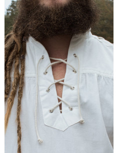 White medieval shirt with ties Corvin model 2