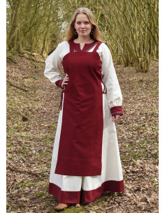 Viking apron Tina in cotton, red wine color 2