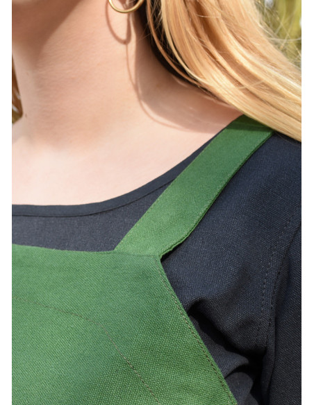 Viking apron Tina in cotton, green color Viking apron Tina in cotton, green color
