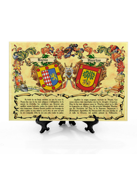 Tile Heraldic Shields of 2 Surnames...