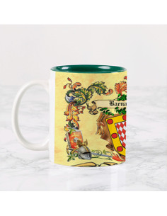 Personalized mug with the Heraldic Shields of 2 Surnames
