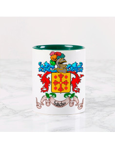 Personalized mug with the Heraldic Coat of Arms of 1 Surname 2