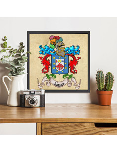 Heraldic shield picture with 1 surname framed in aluminum... 2