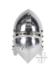 Functional medieval steel basin with German visor, 14th...