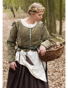 Griselda medieval jacket in suede, green color