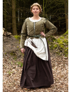 Griselda medieval jacket in suede, green color 2