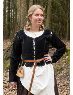 Griselda medieval jacket in Suede, black color