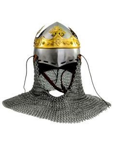 Robert The Bruce medieval bascinet with chain mail and...