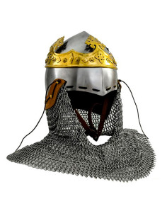 Robert The Bruce medieval bascinet with chain mail and... 2