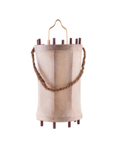 Medieval lantern-lantern in wood and natural leather