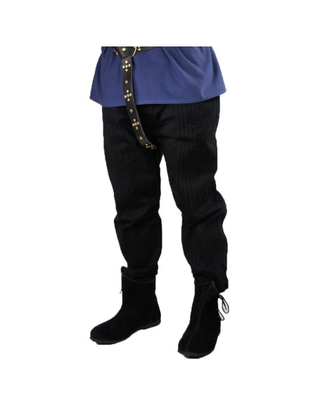 Straight cut medieval pants, black color