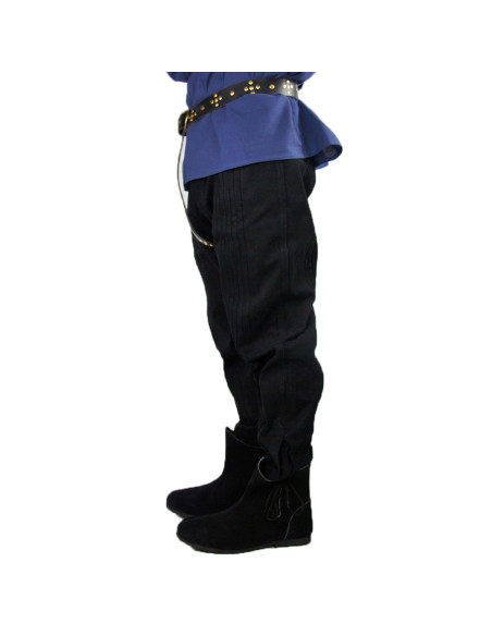 Straight cut medieval pants, black color