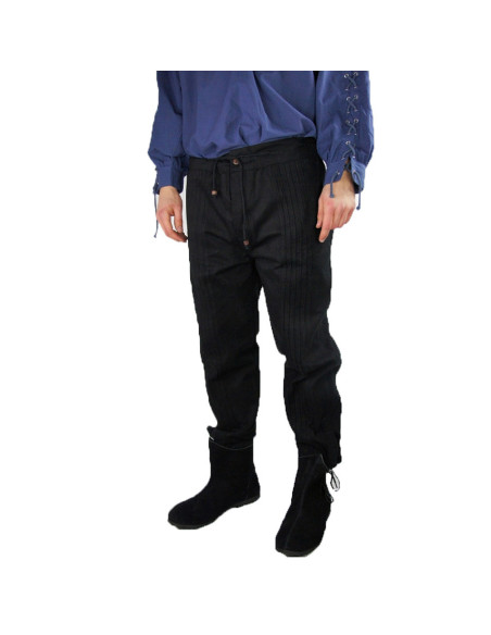 Straight cut medieval pants, black color