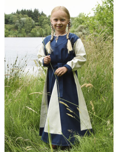 Viking dress girl, Solveig blue-white
