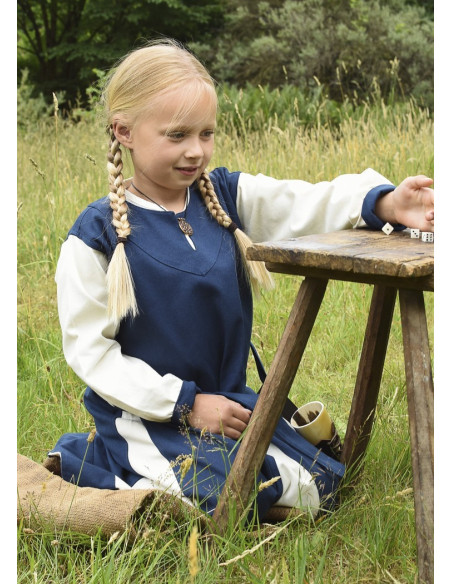 Viking dress girl, Solveig blue-white