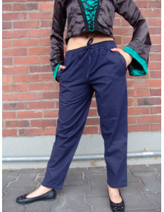 Unisex BLUE medieval pants with elastic waist band