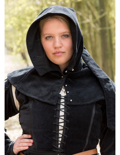Mirella medieval hood-gugel in black velvet