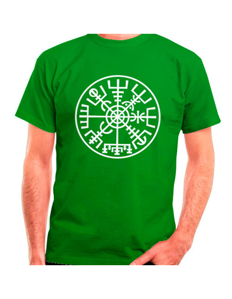 Green Vegvísir Vikings T-shirt, short...