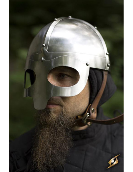 Viking helmet with mask, polished finish Viking helmet with mask, polished finish