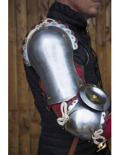 Paladin's shoulder pads, red leather finish