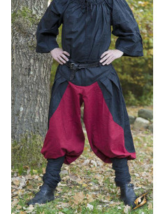 Wide medieval pants Ignis, Red-Black