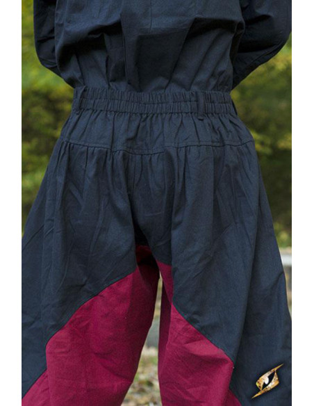 Wide medieval pants Ignis, Red-Black