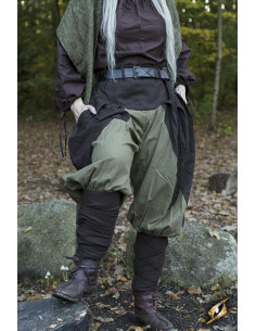 Wide medieval pants Ignis, brown-green