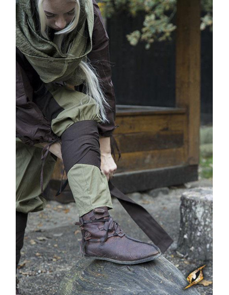 Wide medieval pants Ignis, brown-green
