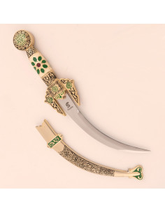 Curved Arab dagger decorated with sheath, 34 cms.