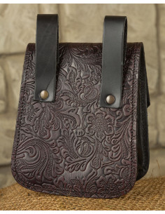 Beatriz medieval bag in reddish embossed leather 2