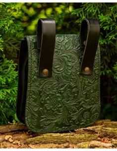 Medieval bag Beatriz in green leather 2