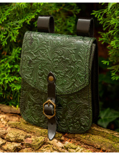 Medieval bag Beatriz in green leather