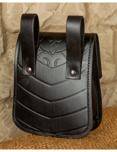 Medieval bag Goffredo in black leather 2