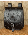 Medieval bag Goffredo in black leather